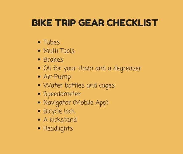 Bike trip gear checklist