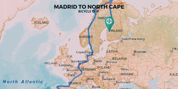 Map: europe bike travel