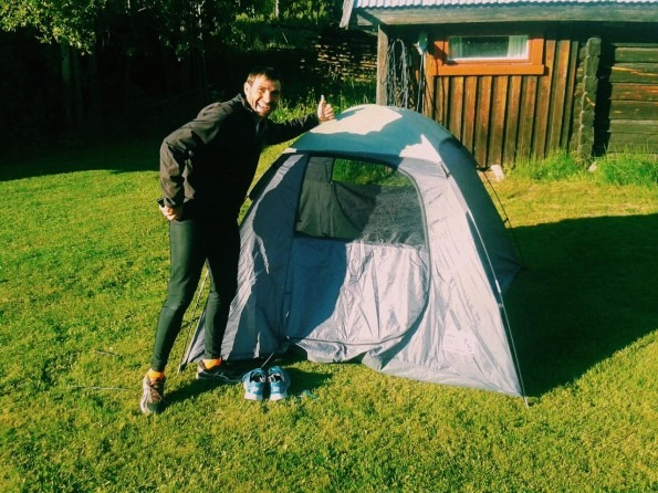 Camped while biking travel